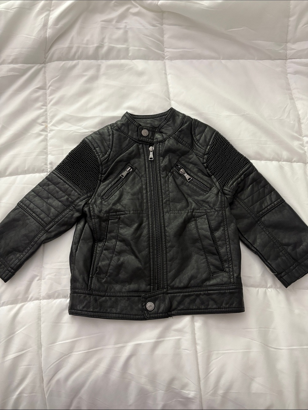Nordstrom Black Faux Leather Moto Jacket for Kids